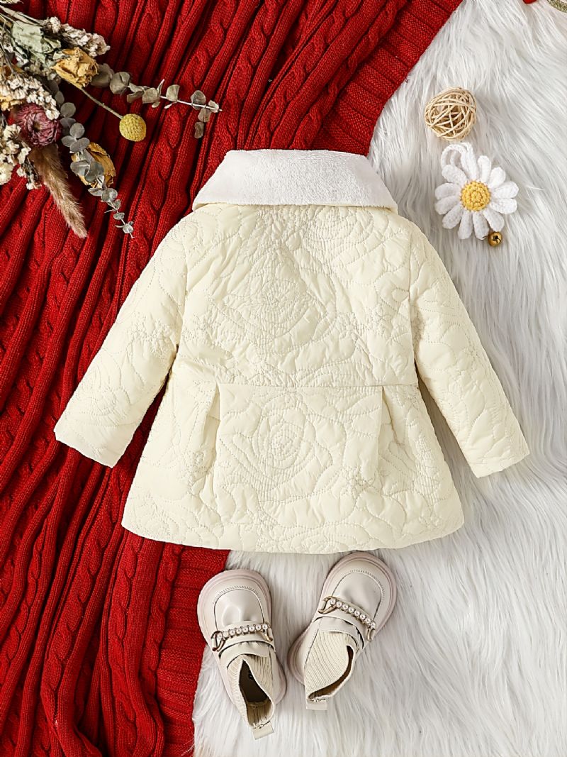 Piger Casual Fleece Termisk Broderet Jakke Dobbeltradet Polstret Overtøj Til Vinter