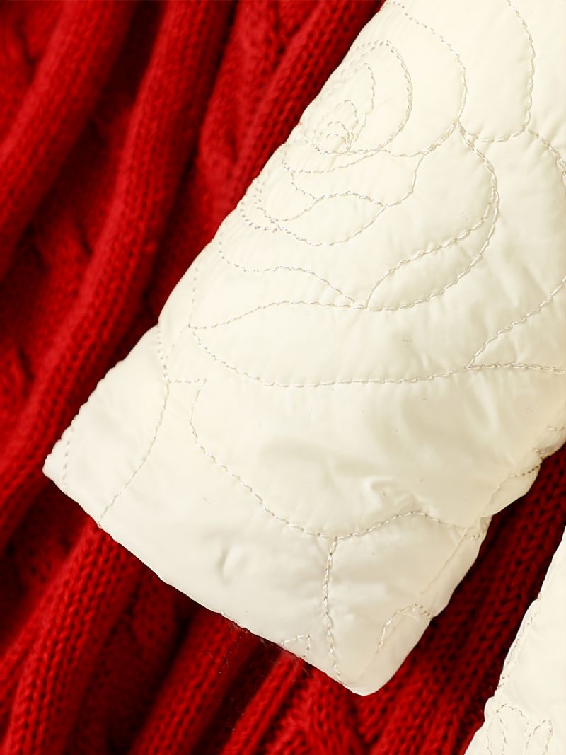 Piger Casual Fleece Termisk Broderet Jakke Dobbeltradet Polstret Overtøj Til Vinter