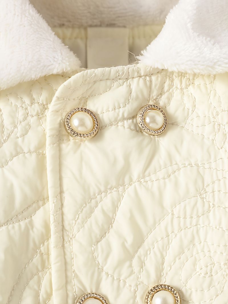 Piger Casual Fleece Termisk Broderet Jakke Dobbeltradet Polstret Overtøj Til Vinter