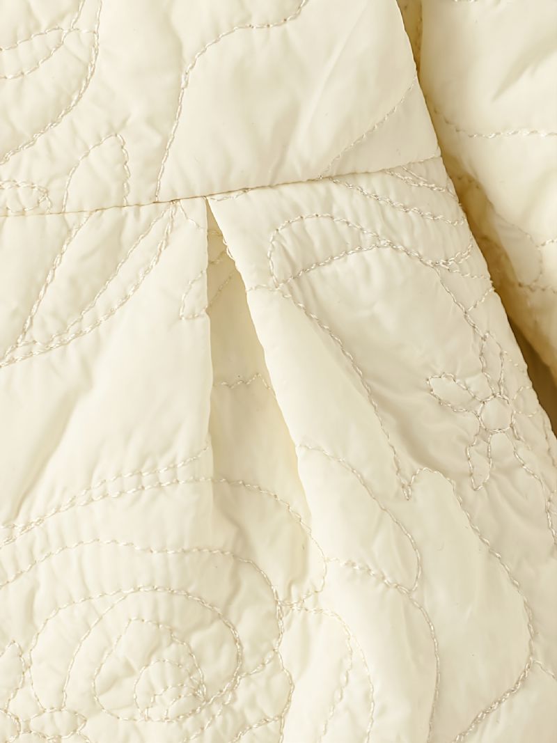 Piger Casual Fleece Termisk Broderet Jakke Dobbeltradet Polstret Overtøj Til Vinter