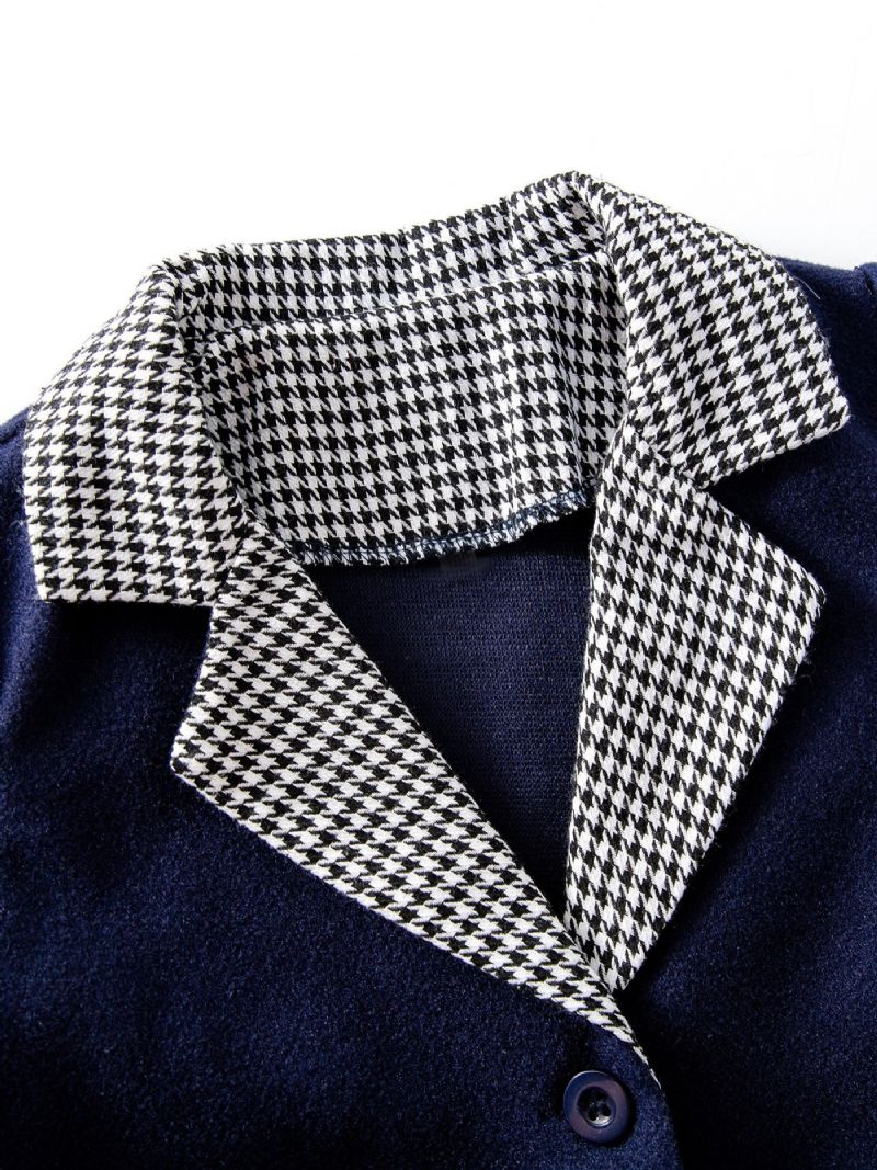 Piger Casual Houndstooth-jakke I Kontrast