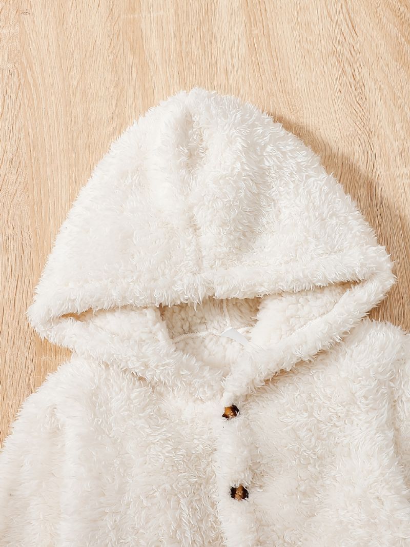 Piger Casual Vendbar Fleece Termisk Hættejakke Til Vinter