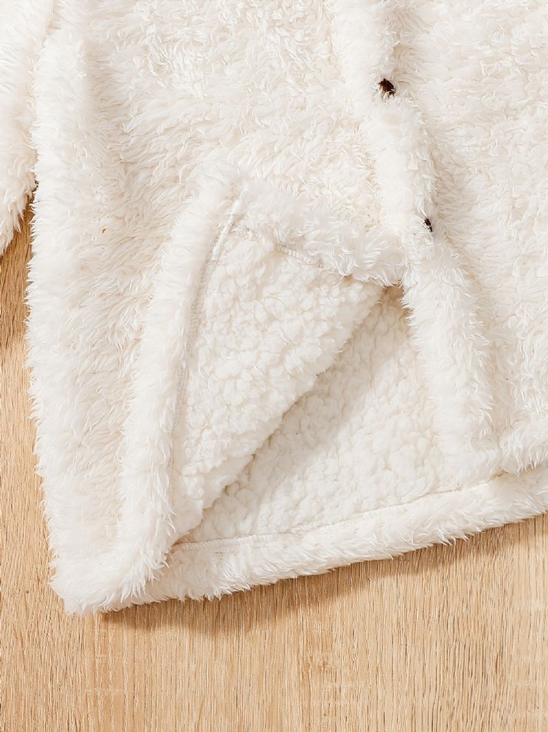 Piger Casual Vendbar Fleece Termisk Hættejakke Til Vinter