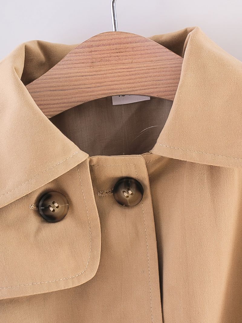 Piger Classic Fleece Thermal Windbreaker Jacket Dobbeltradet V-hals Tie Outwear