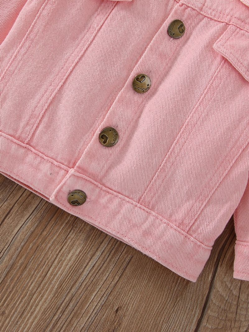 Piger Denimjakke Langærmet Cardigan Solide Modejakker