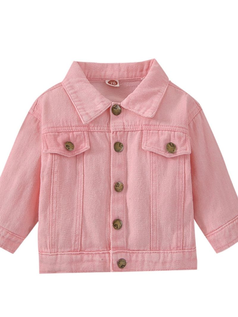 Piger Denimjakke Langærmet Cardigan Solide Modejakker
