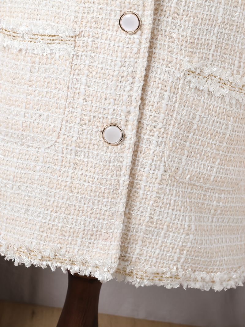 Piger Elegant Button-up Tweed Jakke Til Vinter Nyt Børnetøj
