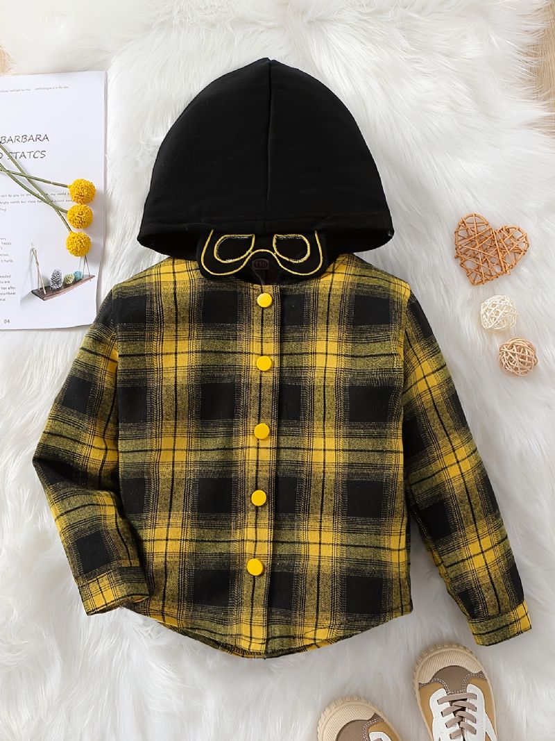 Piger Flanell Plaid Button-up Hættejakke Børnetøj