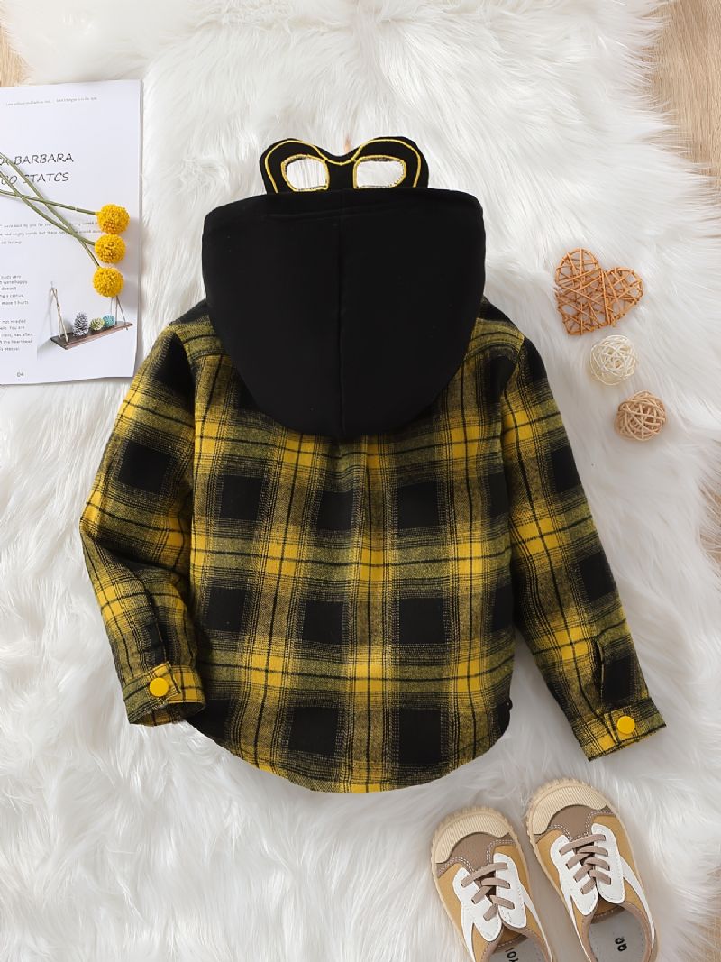 Piger Flanell Plaid Button-up Hættejakke Børnetøj