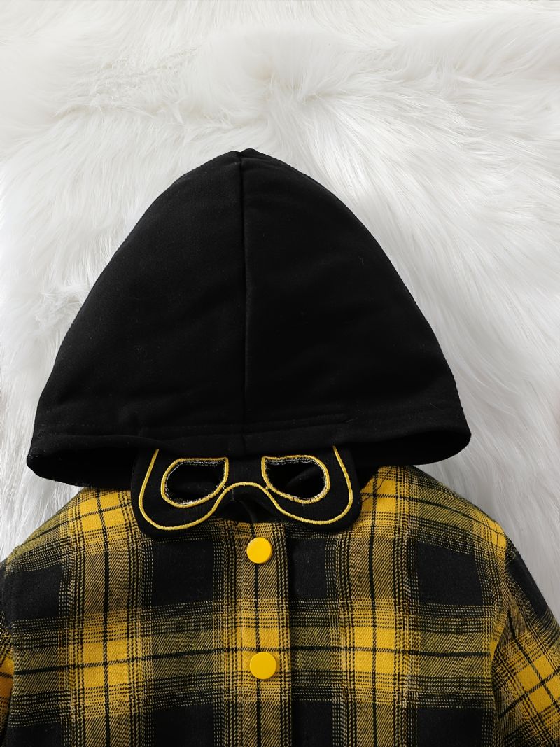 Piger Flanell Plaid Button-up Hættejakke Børnetøj