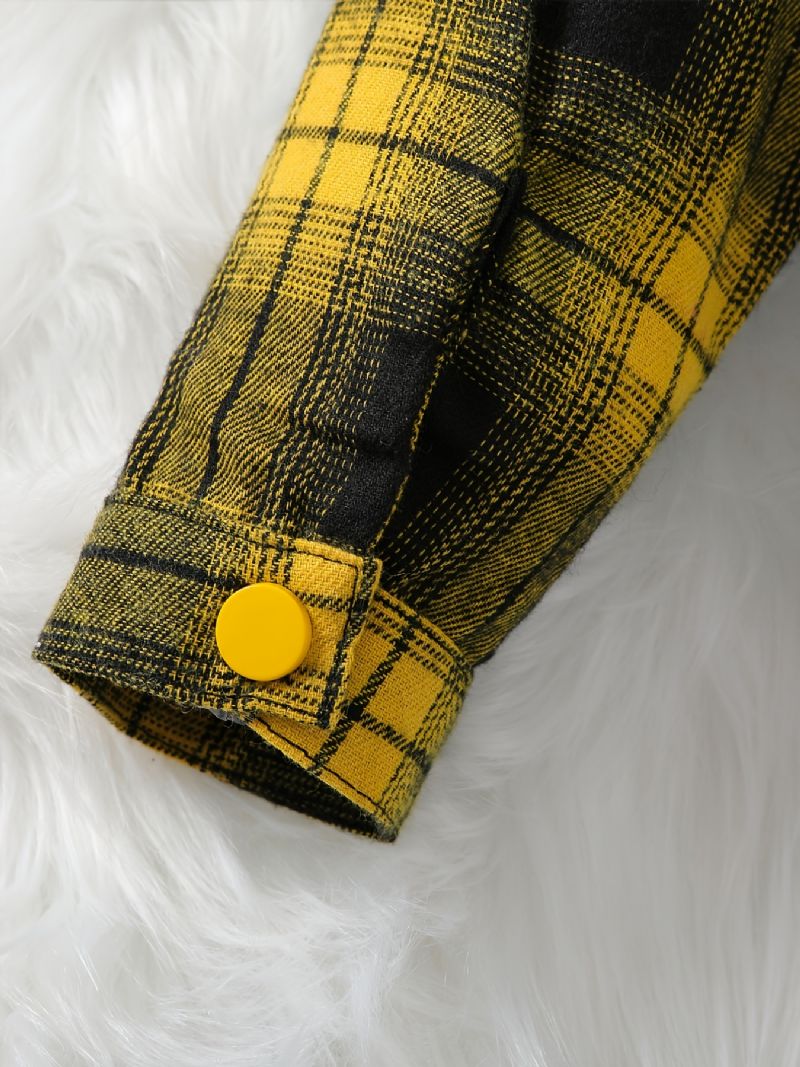 Piger Flanell Plaid Button-up Hættejakke Børnetøj