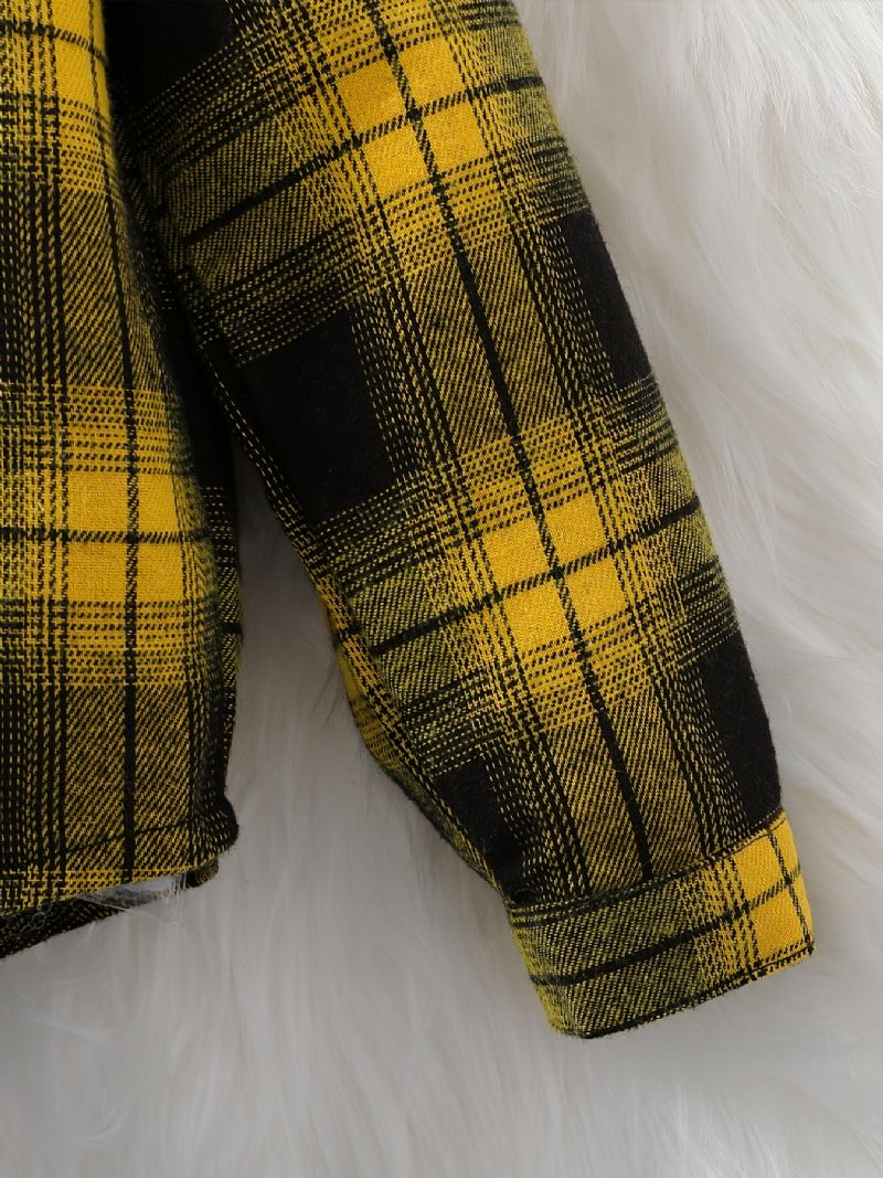 Piger Flanell Plaid Button-up Hættejakke Børnetøj