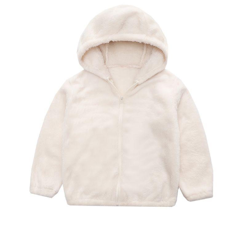 Piger Fleece Hættejakke Med Lynlås Til Vinter Børnetøj Overtøj