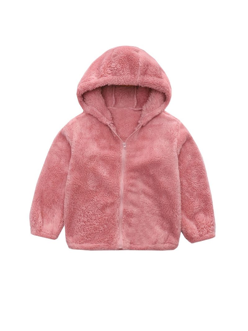 Piger Fleece Hættejakke Med Lynlås Til Vinter Børnetøj Overtøj