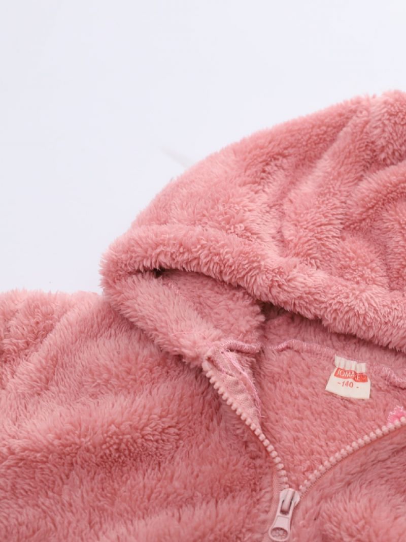 Piger Fleece Hættejakke Med Lynlås Til Vinter Børnetøj Overtøj