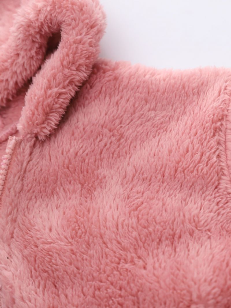 Piger Fleece Hættejakke Med Lynlås Til Vinter Børnetøj Overtøj