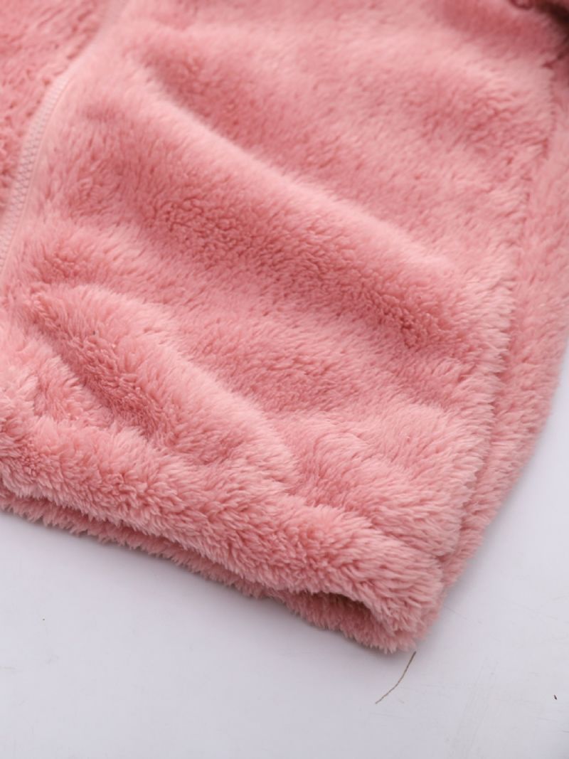 Piger Fleece Hættejakke Med Lynlås Til Vinter Børnetøj Overtøj