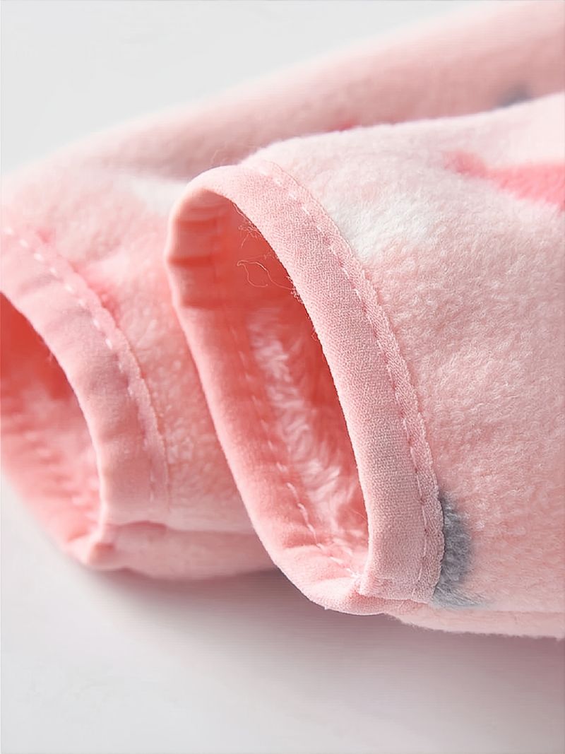 Piger New Thickened Fleece Stand Krave Jakke Med Candy Print Outwear For Winter Pink