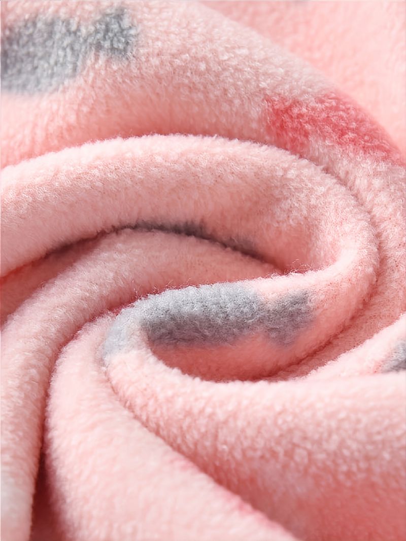 Piger New Thickened Fleece Stand Krave Jakke Med Candy Print Outwear For Winter Pink