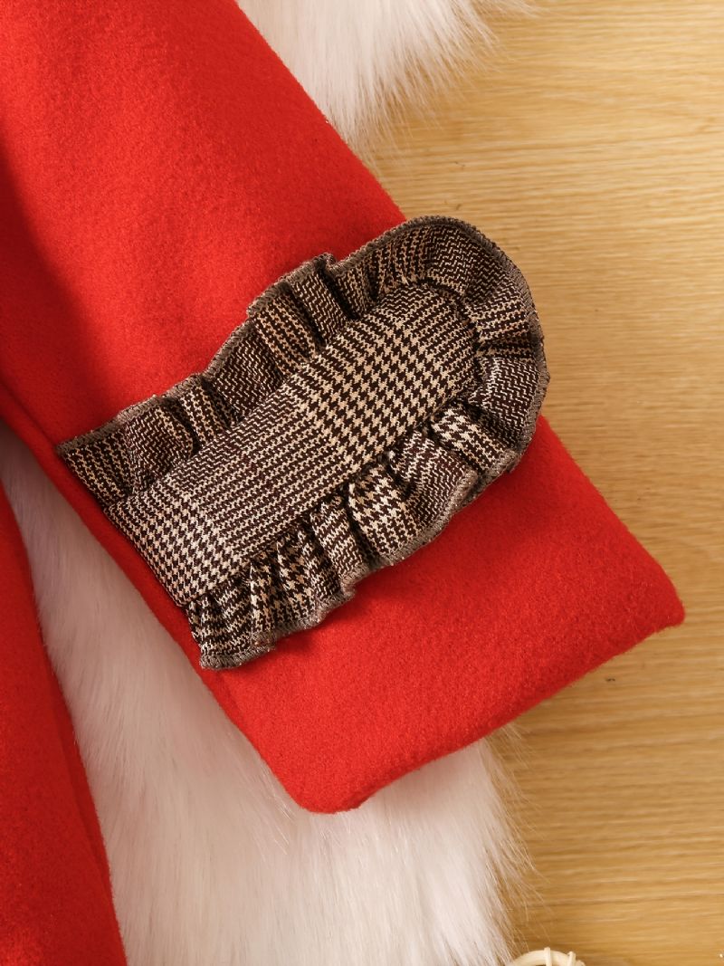 Piger Plaid Mønster Krave Termisk Knap-up Jakke Til Vinter Jul