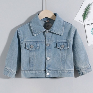 Småbørn Baby Drenge Piger Jeansjakke Børn Denimjakke Langærmet Knapovertræk Casual Overtøj