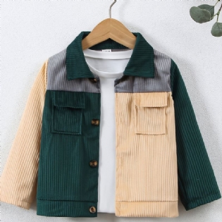 Toddler Drenge Colorblock Flap Pocket Jacket Børnetøj T-shirt Medfølger Ikke