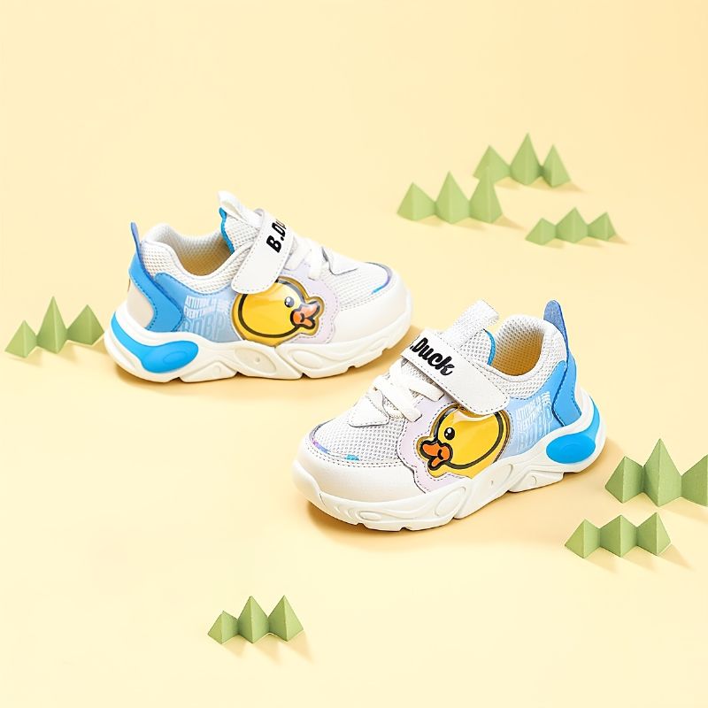 B.duck Cute Cartoon Mesh-sneakers Med Andetryk Lette Skridsikre Stødabsorberende Sneakers Med Krogløkke Til Gående Drenge Piger