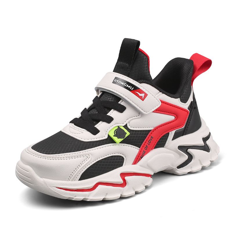Børn Teenagere Drenge Sneakers Med Bløde Såler Letvægts Åndbar Skridsikker Krog-og-løkke Løbesko