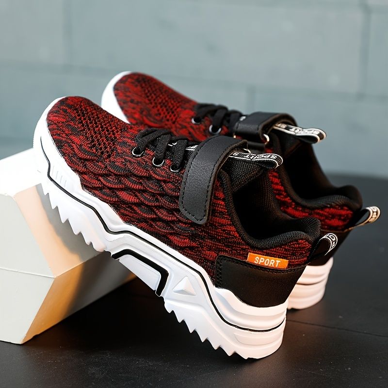 Drenge Sneakers Med Bløde Såler Fiskeskala Krog-og-løkke Fastener Letvægts Åndbar Skridsikker Løbesko
