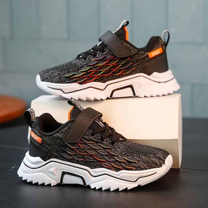 Drenge Sneakers Med Bløde Såler Fiskeskala Krog-og-løkke Fastener Letvægts Åndbar Skridsikker Løbesko
