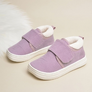 Efterår Vinter Piger Lyslilla Fleece Sneakers Med Velcro