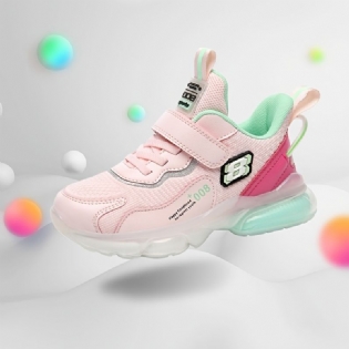 Løbesko Til Piger Lette Åndbare Sneakers Med Snørebånd Velcro Pink & Hvid Farve