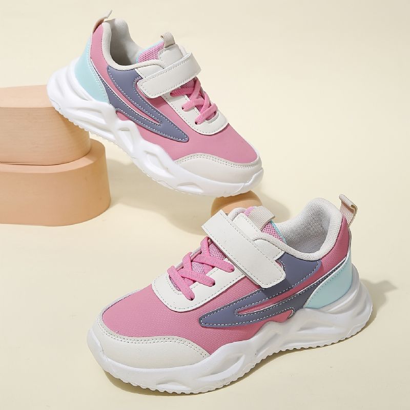 Piger Casual Low Top Sneakers Color Block Letvægts Komfortable Sko Til Udendørs Sport