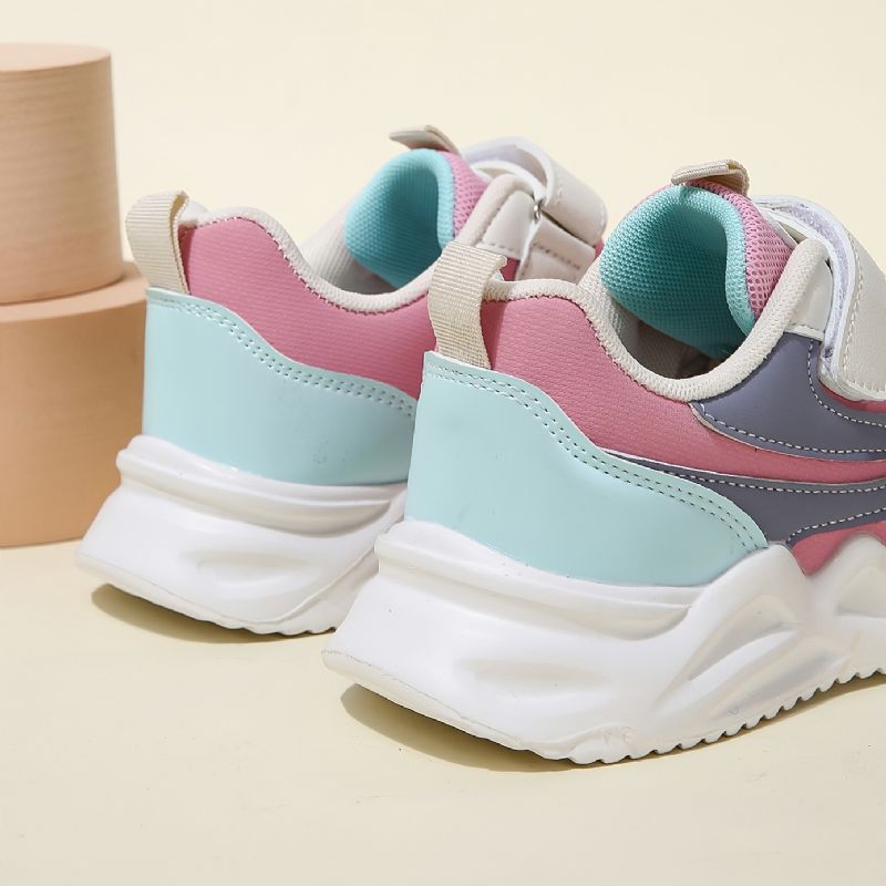 Piger Casual Low Top Sneakers Color Block Letvægts Komfortable Sko Til Udendørs Sport