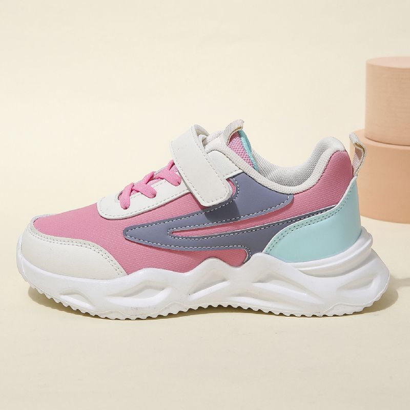 Piger Casual Low Top Sneakers Color Block Letvægts Komfortable Sko Til Udendørs Sport