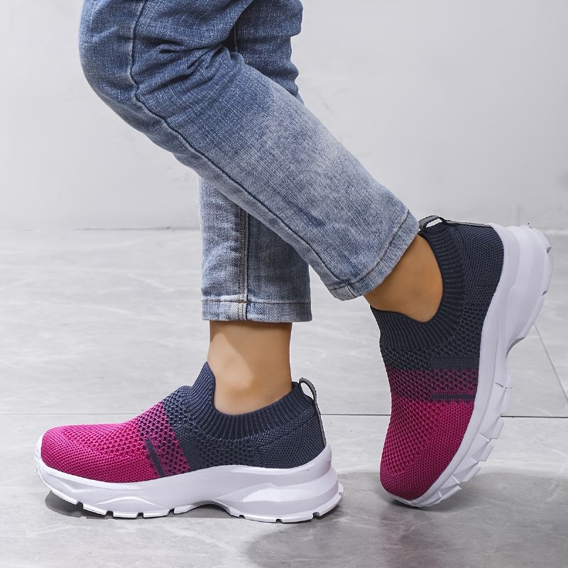 Piger Casual Mesh Gradient Sneakers Komfortable Letvægts Åndbare Slip-on Sportssko Til Udendørs