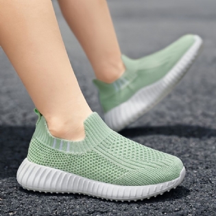 Piger Casual Mesh Slip On Sneakers Åndbar Letvægts Low Top Løbesko Elastiske Sportssko