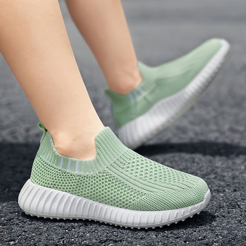 Piger Casual Mesh Slip On Sneakers Åndbar Letvægts Low Top Løbesko Elastiske Sportssko