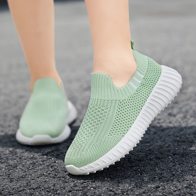 Piger Casual Mesh Slip On Sneakers Åndbar Letvægts Low Top Løbesko Elastiske Sportssko