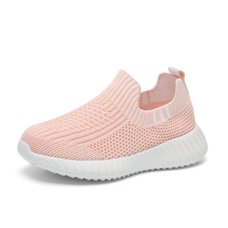 Piger Casual Mesh Slip On Sneakers Åndbar Letvægts Low Top Løbesko Elastiske Sportssko