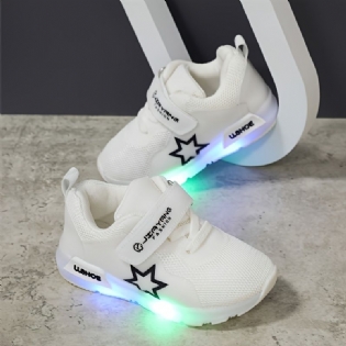 Piger Ensfarvet Stjernemønster Strik Åndbar Low Top Luminous Sneakers