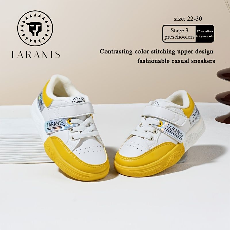 Skridsikre Børnesko I Kontrastfarve-sømme Design Mode Casual Sneakers