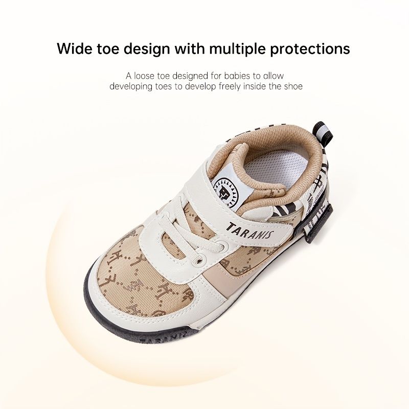 Småbørn Børn Skøjtesko Kinesisk Bogstav Design Blødsåler Anti-skrid Høj Top Sneakers Med Borrelås Til Drenge Piger