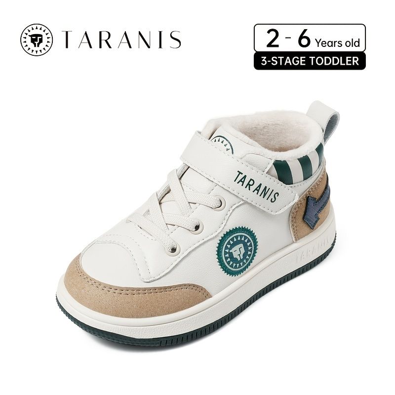 Toddler Winter Plus Velvet Warm Sneakers Blød Sål Skridsikker Krogløkke Fastener High Top Skate Sko Til Baby Piger Drenge