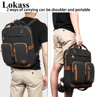 1 Stk Lokass Holdbar Student Laptop Rygsæk Drenge/pige Vandtæt Rejse College Taske Til 15.6 Tommer Notebook Computer Letvægt Casual Canvas Briefcase Til Mænd Kvinder (sort)